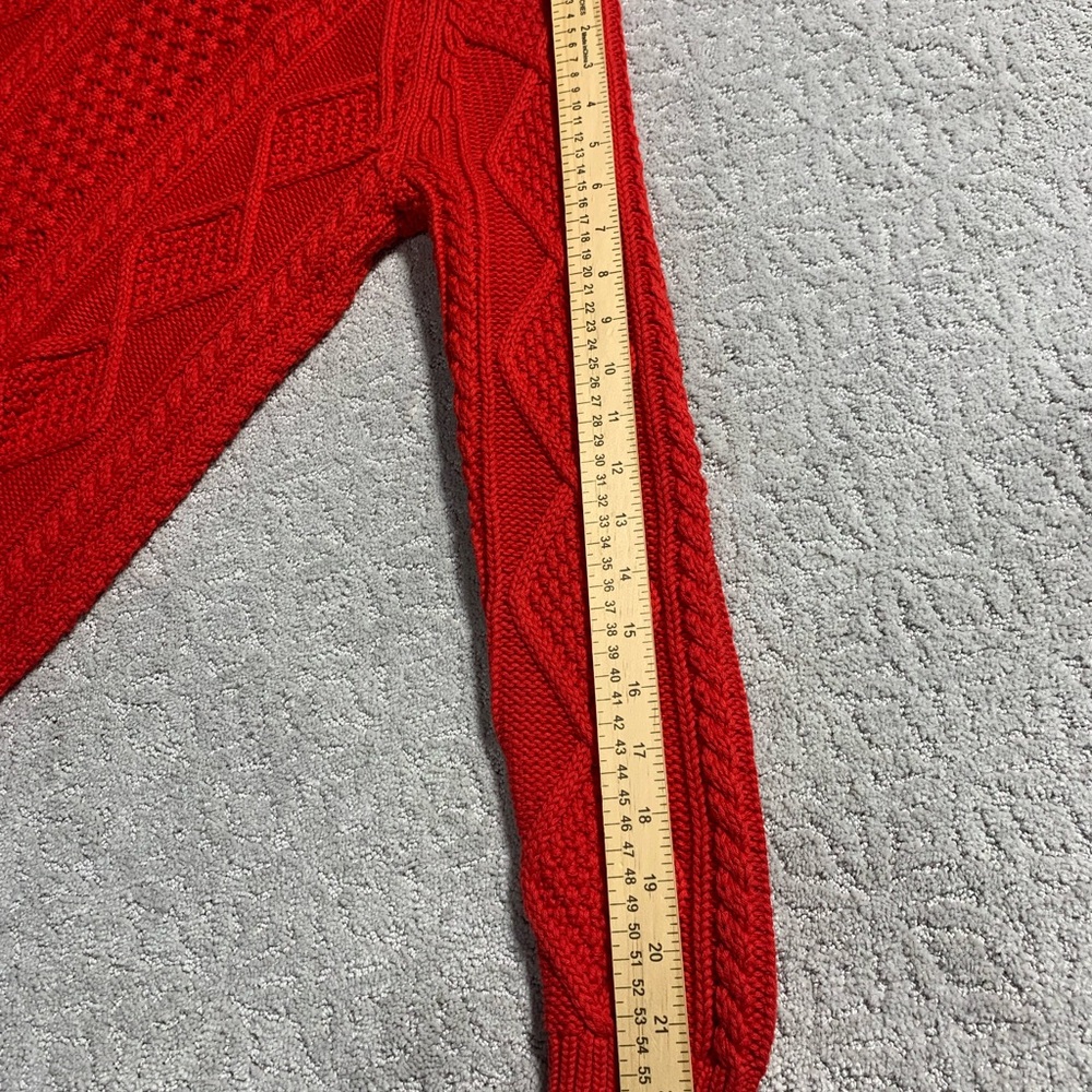 Gap Chunky Cable Knit Sweater Womens Small Red 100% Cotton Crewneck - Picture 9 of 9